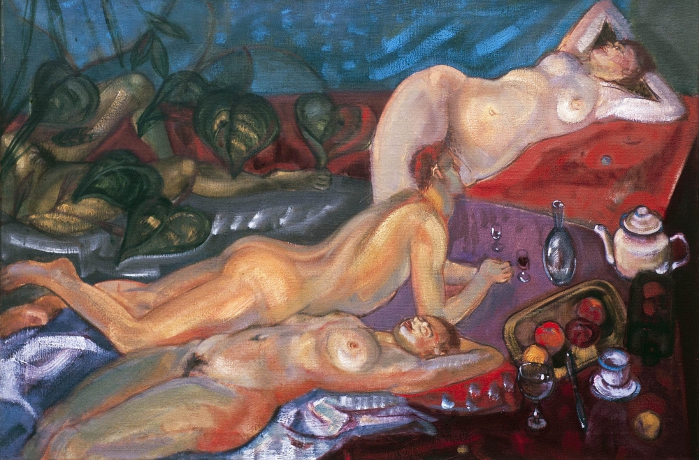 R. Oramus, Bachanalie IV, 1988; tempera jajowa, olej, płótno